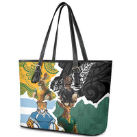 Rugby 2025 Championship Leather Tote Bag Southern Hemisphere Countries Mascots - Wonder Print Shop