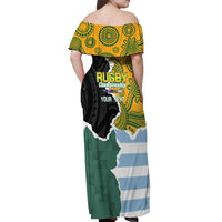 Personalised Rugby 2025 Championship Off Shoulder Maxi Dress Southern Hemisphere Countries Mascots - Wonder Print Shop