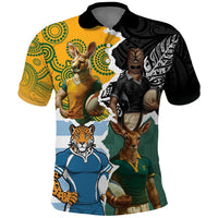Personalised Rugby 2025 Championship Polo Shirt Southern Hemisphere Countries Mascots - Wonder Print Shop