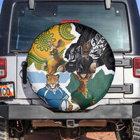 Rugby 2025 Championship Spare Tire Cover Southern Hemisphere Countries Mascots - Wonder Print Shop