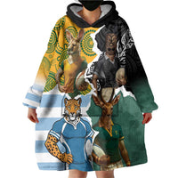 Personalised Rugby 2025 Championship Wearable Blanket Hoodie Southern Hemisphere Countries Mascots - Wonder Print Shop