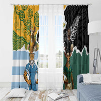 Rugby 2025 Championship Window Curtain Southern Hemisphere Countries Mascots - Wonder Print Shop