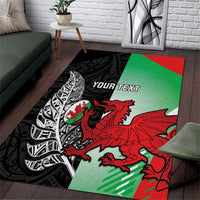 New Zealand and Wales Rugby Custom Area Rug Aotearoa All Black Combine Welsh Dragon - Wonder Print Shop
