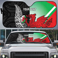 New Zealand and Wales Rugby Custom Auto Sun Shade Aotearoa All Black Combine Welsh Dragon - Wonder Print Shop