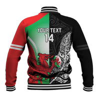 New Zealand and Wales Rugby Custom Baseball Jacket Aotearoa All Black Combine Welsh Dragon - Wonder Print Shop