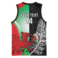 New Zealand and Wales Rugby Custom Basketball Jersey Aotearoa All Black Combine Welsh Dragon - Wonder Print Shop
