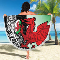 New Zealand and Wales Rugby Custom Beach Blanket Aotearoa All Black Combine Welsh Dragon - Wonder Print Shop