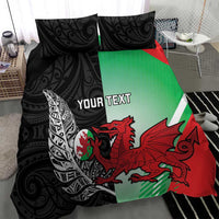 New Zealand and Wales Rugby Custom Bedding Set Aotearoa All Black Combine Welsh Dragon - Wonder Print Shop