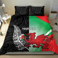 New Zealand and Wales Rugby Custom Bedding Set Aotearoa All Black Combine Welsh Dragon - Wonder Print Shop