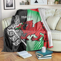 New Zealand and Wales Rugby Custom Blanket Aotearoa All Black Combine Welsh Dragon - Wonder Print Shop