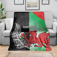 New Zealand and Wales Rugby Custom Blanket Aotearoa All Black Combine Welsh Dragon - Wonder Print Shop