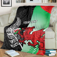 New Zealand and Wales Rugby Custom Blanket Aotearoa All Black Combine Welsh Dragon - Wonder Print Shop