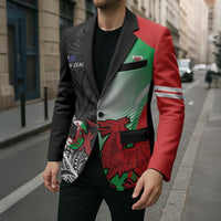 New Zealand and Wales Rugby Custom Blazer Aotearoa All Black Combine Welsh Dragon - Wonder Print Shop