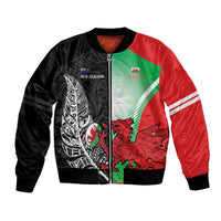 New Zealand and Wales Rugby Custom Bomber Jacket Aotearoa All Black Combine Welsh Dragon - Wonder Print Shop