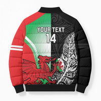 New Zealand and Wales Rugby Custom Bomber Puffer Jacket Aotearoa All Black Combine Welsh Dragon - Wonder Print Shop