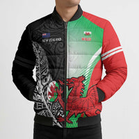 New Zealand and Wales Rugby Custom Bomber Puffer Jacket Aotearoa All Black Combine Welsh Dragon - Wonder Print Shop