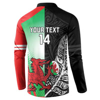 New Zealand and Wales Rugby Custom Button Sweatshirt Aotearoa All Black Combine Welsh Dragon - Wonder Print Shop