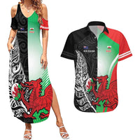 New Zealand and Wales Rugby Custom Couples Matching Summer Maxi Dress and Hawaiian Shirt Aotearoa All Black Combine Welsh Dragon - Wonder Print Shop
