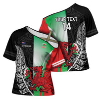New Zealand and Wales Rugby Custom Cross Shoulder Shirt Aotearoa All Black Combine Welsh Dragon - Wonder Print Shop