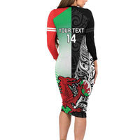 New Zealand and Wales Rugby Custom Family Matching Long Sleeve Bodycon Dress and Hawaiian Shirt Aotearoa All Black Combine Welsh Dragon - Wonder Print Shop