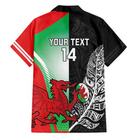 New Zealand and Wales Rugby Custom Family Matching Off Shoulder Maxi Dress and Hawaiian Shirt Aotearoa All Black Combine Welsh Dragon - Wonder Print Shop