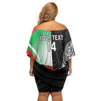 New Zealand and Wales Rugby Custom Family Matching Off Shoulder Short Dress and Hawaiian Shirt Aotearoa All Black Combine Welsh Dragon - Wonder Print Shop