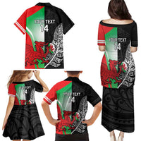 New Zealand and Wales Rugby Custom Family Matching Puletasi and Hawaiian Shirt Aotearoa All Black Combine Welsh Dragon - Wonder Print Shop
