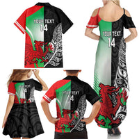 New Zealand and Wales Rugby Custom Family Matching Summer Maxi Dress and Hawaiian Shirt Aotearoa All Black Combine Welsh Dragon - Wonder Print Shop