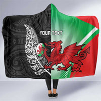 New Zealand and Wales Rugby Custom Hooded Blanket Aotearoa All Black Combine Welsh Dragon - Wonder Print Shop