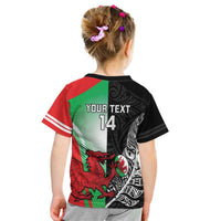 New Zealand and Wales Rugby Custom Kid T Shirt Aotearoa All Black Combine Welsh Dragon - Wonder Print Shop