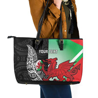 New Zealand and Wales Rugby Custom Leather Tote Bag Aotearoa All Black Combine Welsh Dragon - Wonder Print Shop