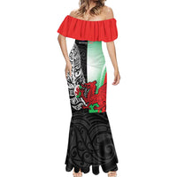 New Zealand and Wales Rugby Custom Mermaid Dress Aotearoa All Black Combine Welsh Dragon - Wonder Print Shop