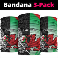 New Zealand and Wales Rugby Custom Neck Gaiter Aotearoa All Black Combine Welsh Dragon - Wonder Print Shop