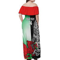 New Zealand and Wales Rugby Custom Off Shoulder Maxi Dress Aotearoa All Black Combine Welsh Dragon - Wonder Print Shop