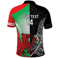 New Zealand and Wales Rugby Custom Polo Shirt Aotearoa All Black Combine Welsh Dragon - Wonder Print Shop
