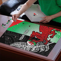 New Zealand and Wales Rugby Custom Puzzle Aotearoa All Black Combine Welsh Dragon - Wonder Print Shop