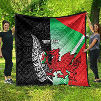 New Zealand and Wales Rugby Custom Quilt Aotearoa All Black Combine Welsh Dragon - Wonder Print Shop