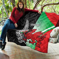 New Zealand and Wales Rugby Custom Quilt Aotearoa All Black Combine Welsh Dragon - Wonder Print Shop