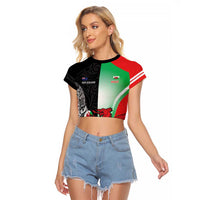 New Zealand and Wales Rugby Custom Raglan Cropped T Shirt Aotearoa All Black Combine Welsh Dragon - Wonder Print Shop