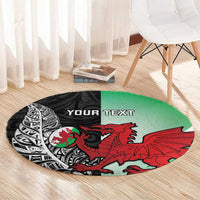 New Zealand and Wales Rugby Custom Round Carpet Aotearoa All Black Combine Welsh Dragon - Wonder Print Shop
