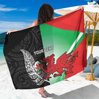 New Zealand and Wales Rugby Custom Sarong Aotearoa All Black Combine Welsh Dragon - Wonder Print Shop