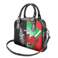 New Zealand and Wales Rugby Custom Shoulder Handbag Aotearoa All Black Combine Welsh Dragon - Wonder Print Shop