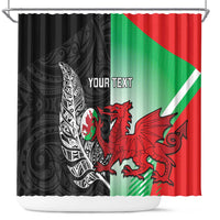 New Zealand and Wales Rugby Custom Shower Curtain Aotearoa All Black Combine Welsh Dragon - Wonder Print Shop