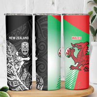 New Zealand and Wales Rugby Custom Skinny Tumbler Aotearoa All Black Combine Welsh Dragon - Wonder Print Shop