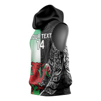 New Zealand and Wales Rugby Custom Sleeveless Hoodie Aotearoa All Black Combine Welsh Dragon - Wonder Print Shop