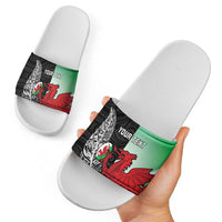 New Zealand and Wales Rugby Custom Slide Sandals Aotearoa All Black Combine Welsh Dragon - Wonder Print Shop