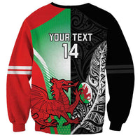 New Zealand and Wales Rugby Custom Sweatshirt Aotearoa All Black Combine Welsh Dragon - Wonder Print Shop