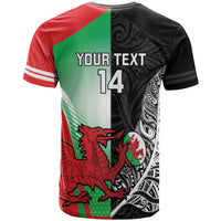 New Zealand and Wales Rugby Custom T Shirt Aotearoa All Black Combine Welsh Dragon - Wonder Print Shop
