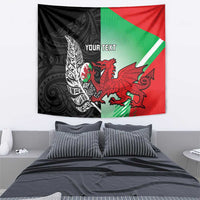 New Zealand and Wales Rugby Custom Tapestry Aotearoa All Black Combine Welsh Dragon - Wonder Print Shop