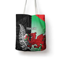 New Zealand and Wales Rugby Custom Tote Bag Aotearoa All Black Combine Welsh Dragon - Wonder Print Shop